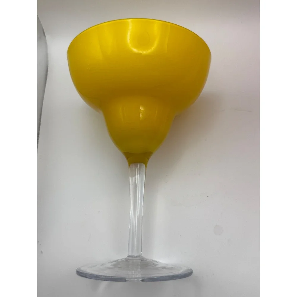 Vtg Crate &‎ Barrel Margarita Glasses Yellow and Orange Cased Glass Set of
